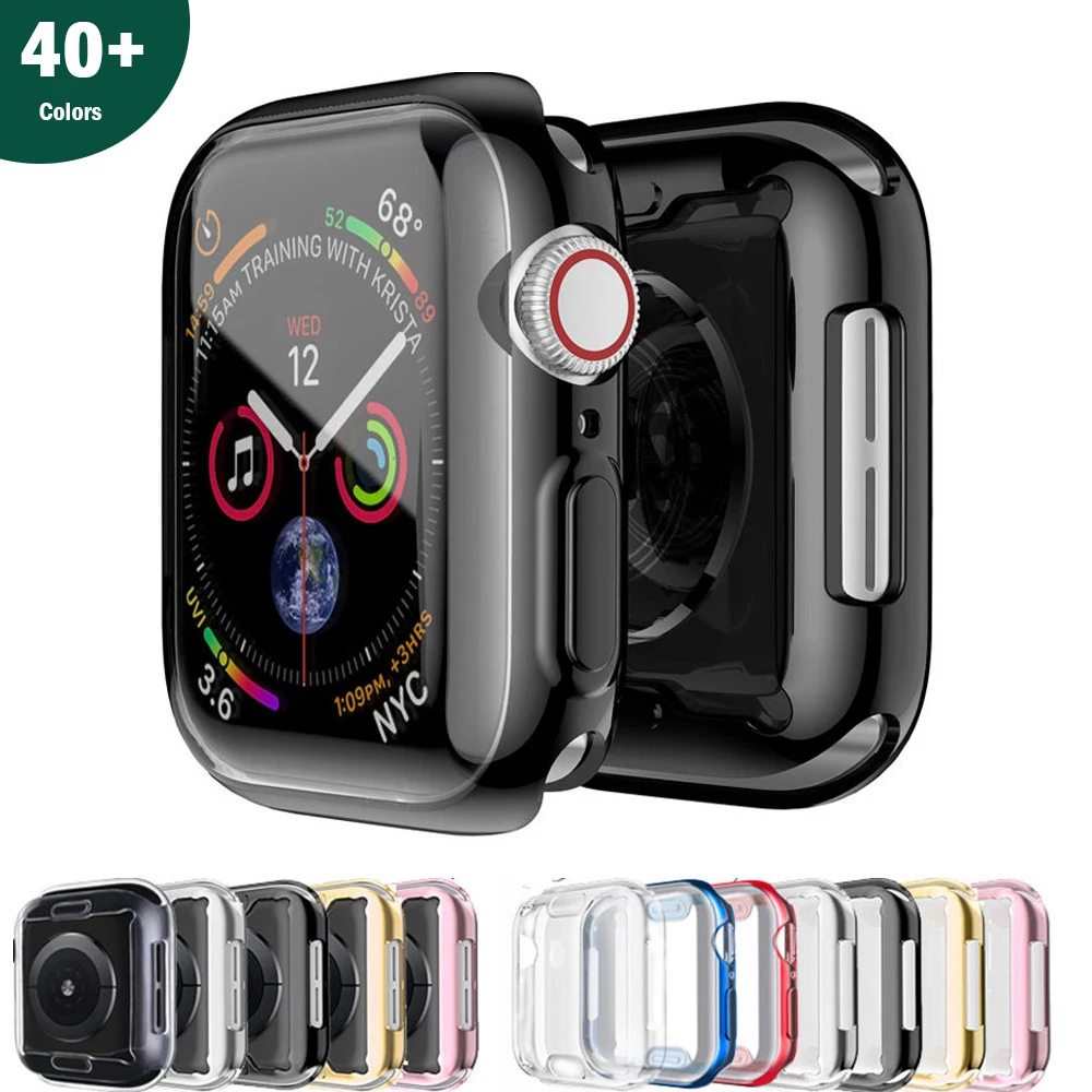 TPU Cover for apple watch case series 9 8 7 6 5 4 3 SE 41mm 45mm 38-42-44-40mm screen protector for apple watch band Accessories