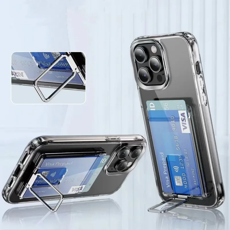 Soporte Magnético Fuerte para Tarjetas MagSafe, Cartera para iPhone 17 16 Pro Max Samsung S26 Ultra, Funda Metálica Transparente con Bolsillo MagSafe