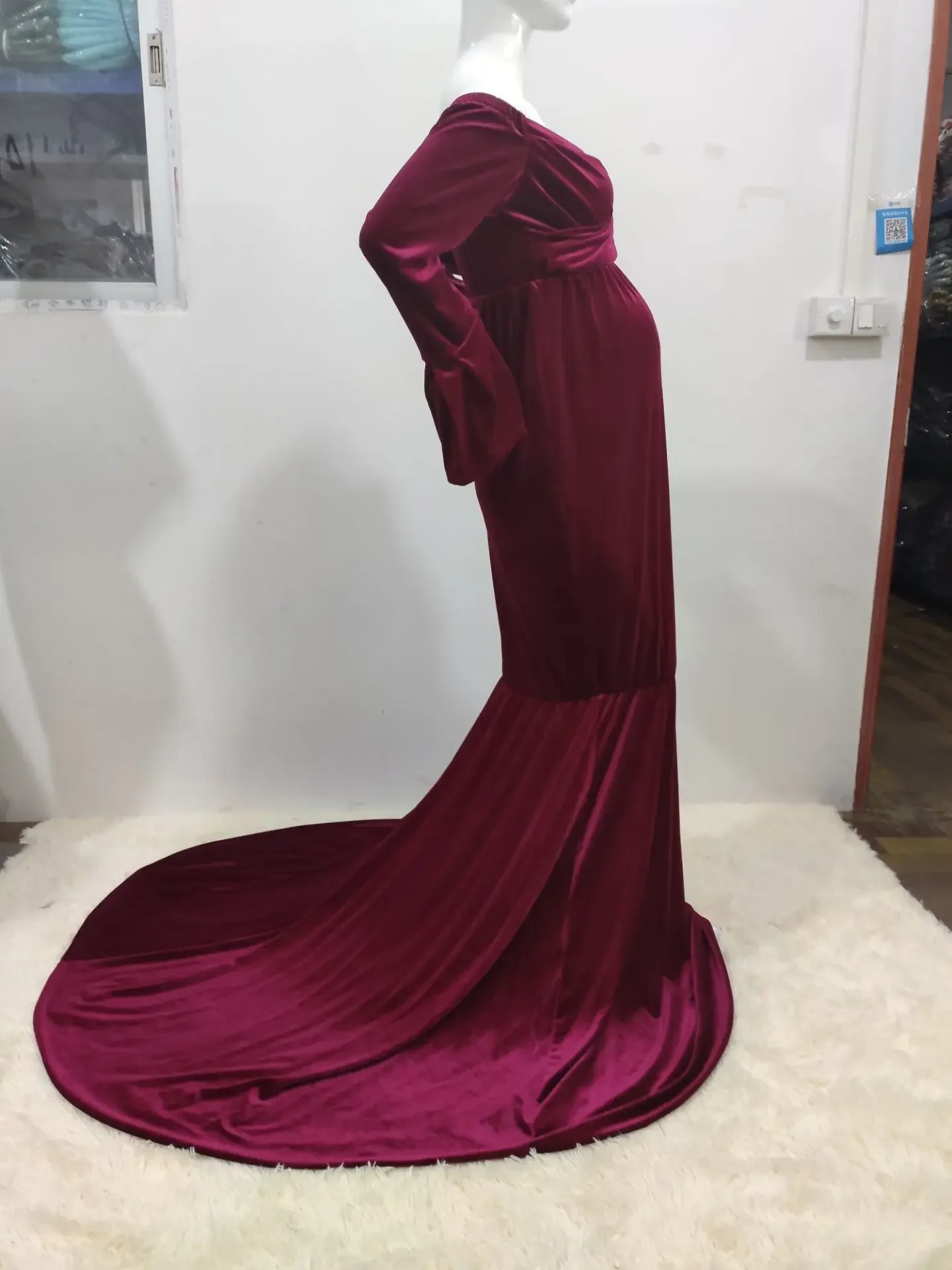 Vestido longo de maternidade para mulheres grávidas, vestido maxi sexy para sessão fotográfica, adereços de fotografia, outono e inverno