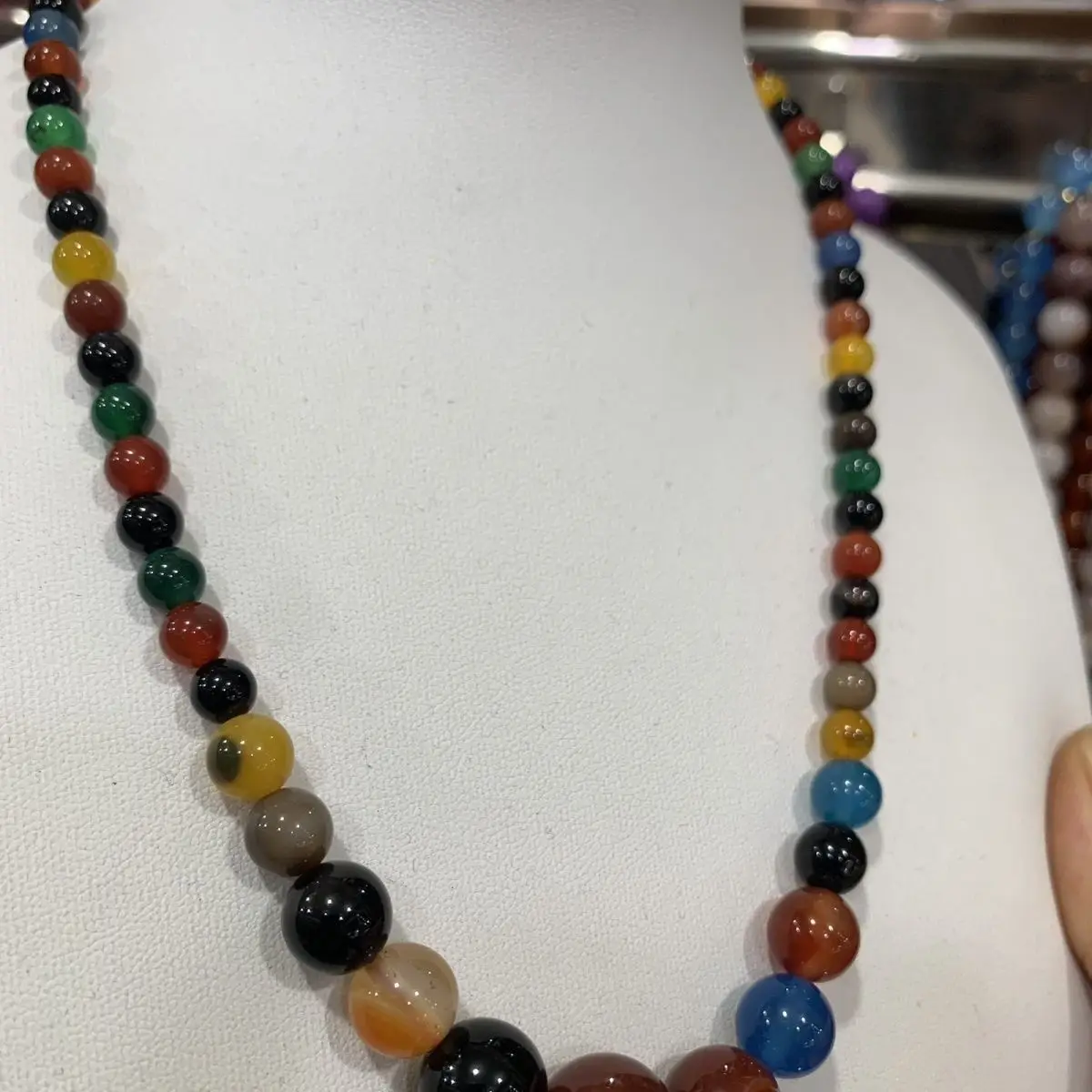Agate chalcedony necklace tower chain women's agate necklace fashionable versatile simple and generous necklace