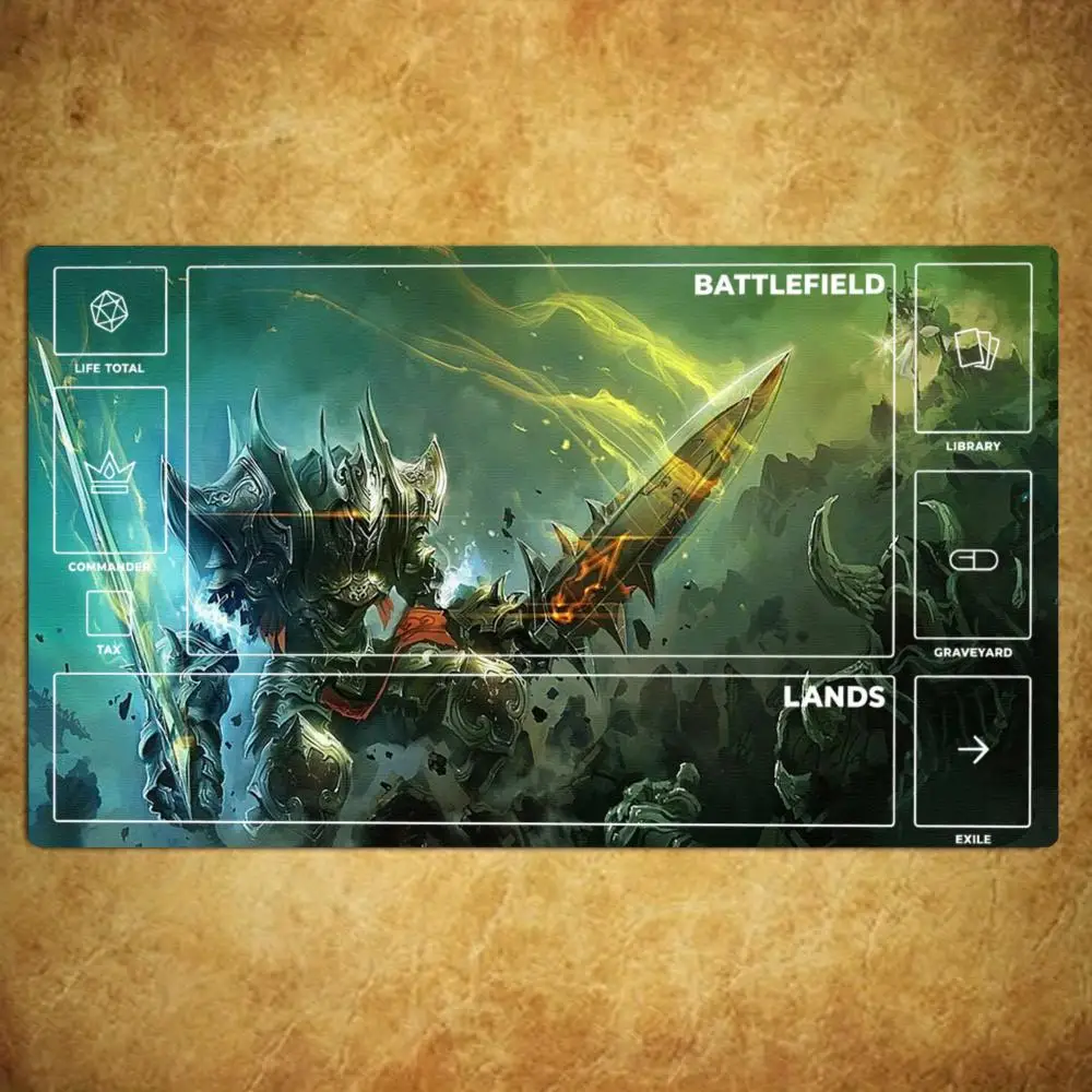 Giant Armor Knight Mouse Pad Playmat Stitched with Magic Zones Game Mats Tabletop for MTG/TCG Battle Commander Gaming Mat
