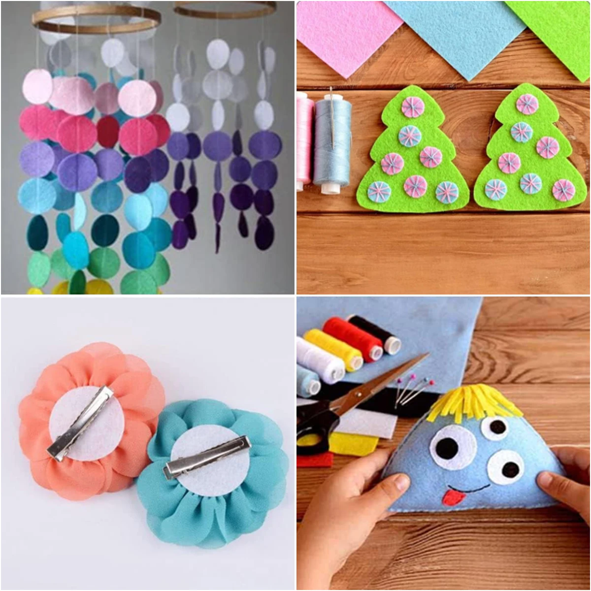 100-300pcs/lot 15-45mm Non Woven Round Felt Circle Pads Colorful Felt Fabric Patches Appliques For Kids Handmade Decoration