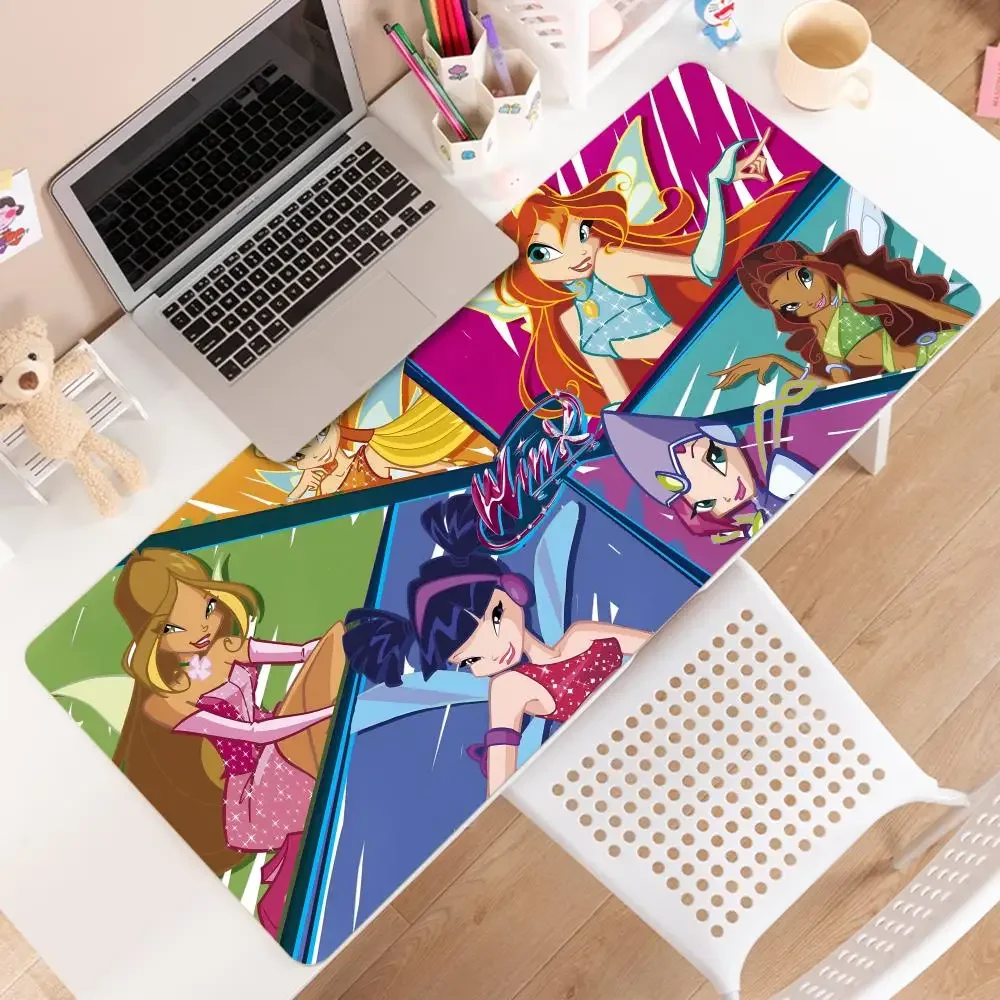 Ragazza W-Winx Clubs Mousepad tappetino per Mouse da gioco di grandi dimensioni tappetino da tavolo con tastiera per Computer addensata