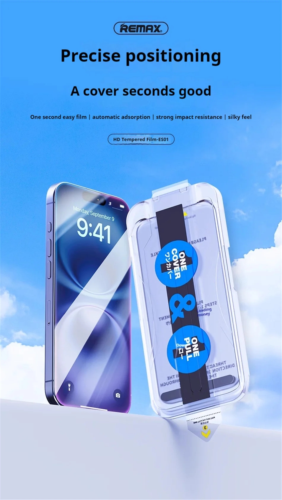 REMAX – einfach anzubringendes, staubfreies Schutzglas für iPhone 18 Pro, 18 Pro Max, iPhone 17, 17 Pro, 16/15 Serie – EIN DECKEL, EIN ZUG – Detail 2