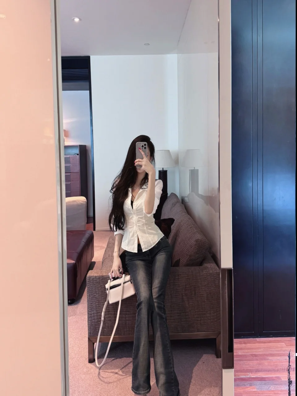 

Low Waist Women's Jeans High Waist Washed Slim Fit Bootcut Long Pants Cotton Stretch Denim Blue Color Spring Autumn Season