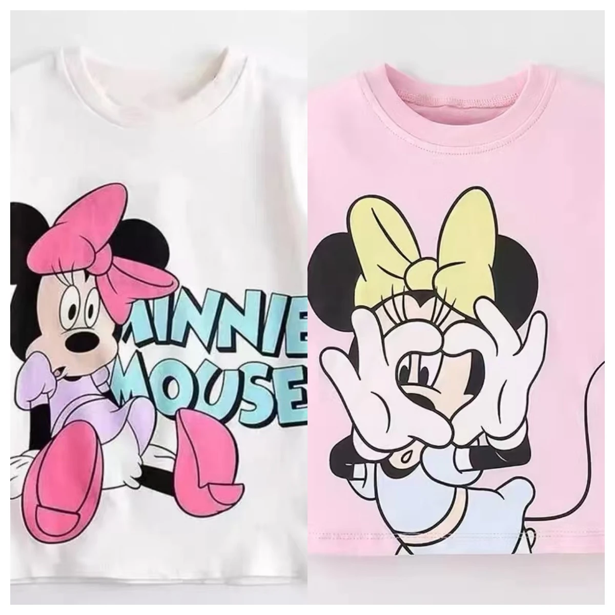

Disney Minnie Letter Summer Boys And Girls Children's Thin Sports And Leisure T-shirt Short Sleeve Top Children's Cotton T-shirt
