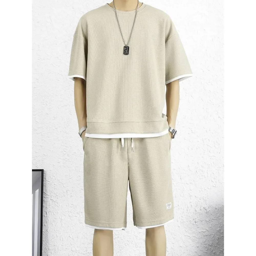 

Men's summer sports casual suit youth outdoor fashion two-piece sports suit short-sleeved T-shirt suit