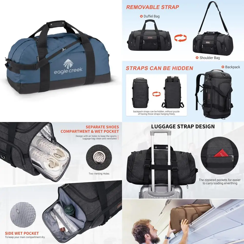 حقيبة متينة للسفر مقاومة للماء باللون الأزرق الفاتح - مثالية للمغامرات الخارجية والاستخدام اليومي