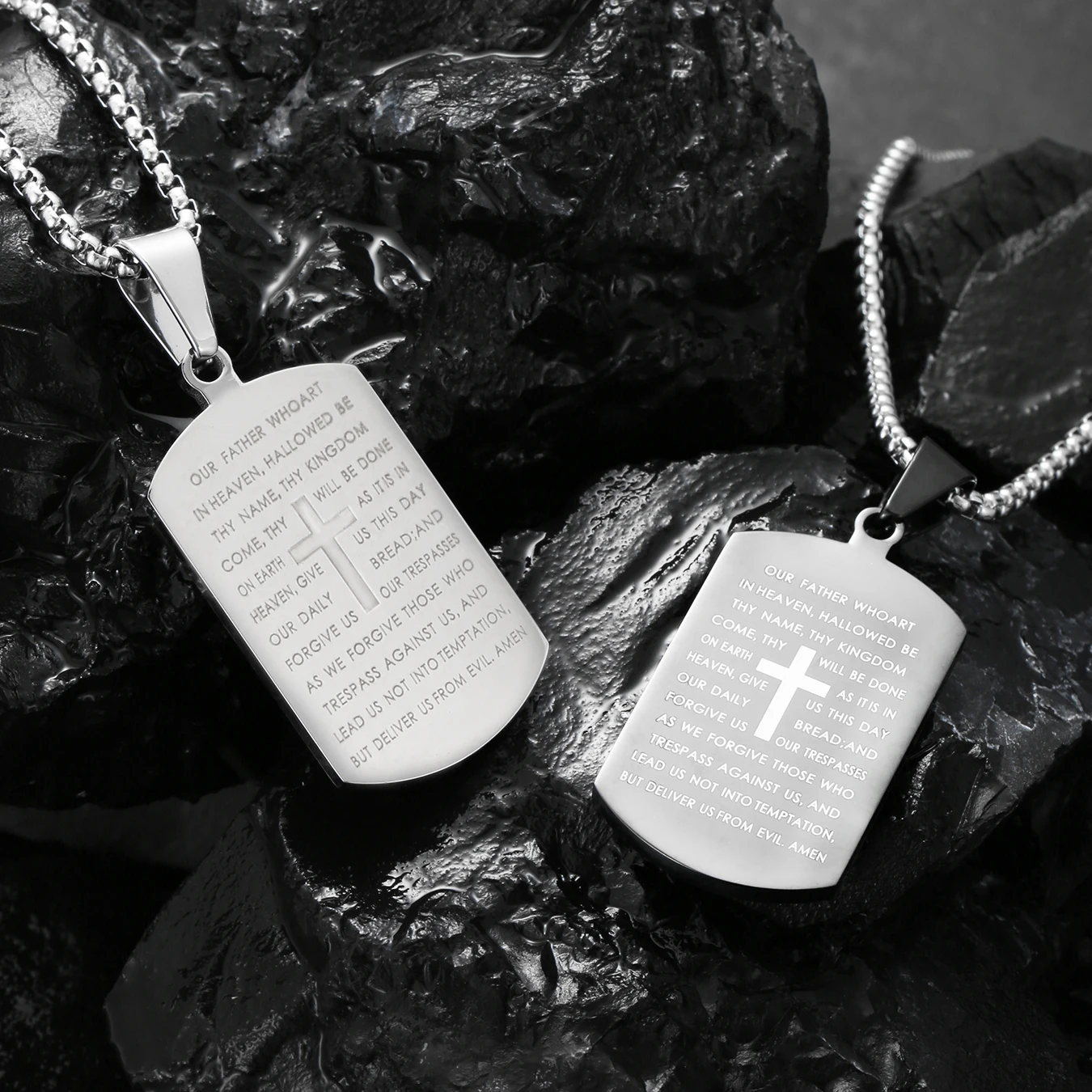 1PC Fashin Simple Stainless Steel Bible Verse Necklace for Men Spiritual Cross Necklace Men Spiritual Jewelry