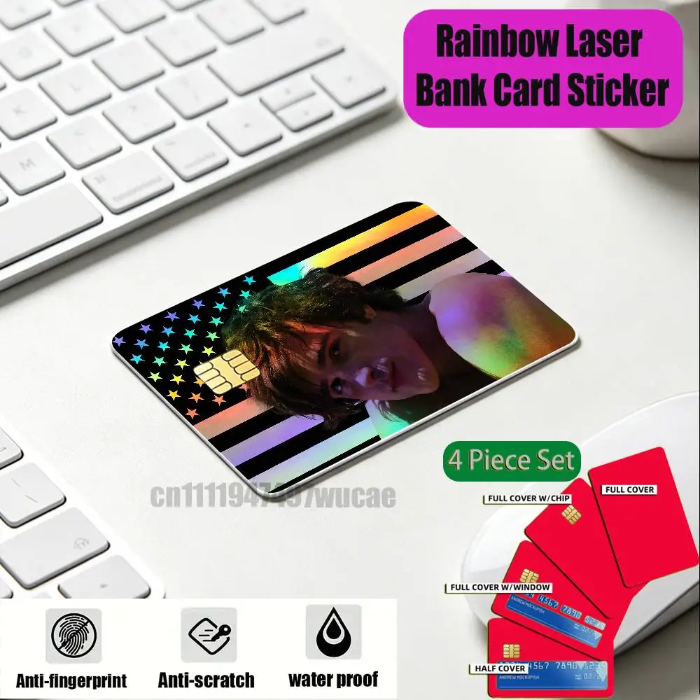 For Actor Jacob Elordi Credit Bank Sticker ID Access Card Cover Skin Rainbow Color Laser Stickers Film