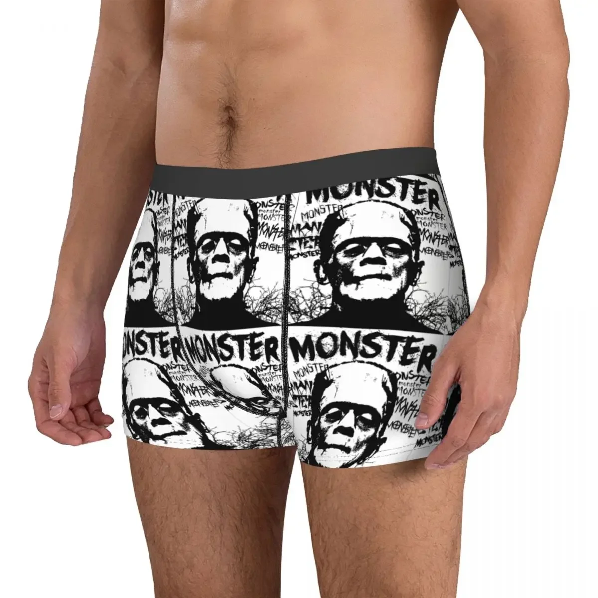 Frankenstein Horror Movie Underwear para homens, Boxer Shorts, Calcinha Novidade, Cuecas de Cintura Média