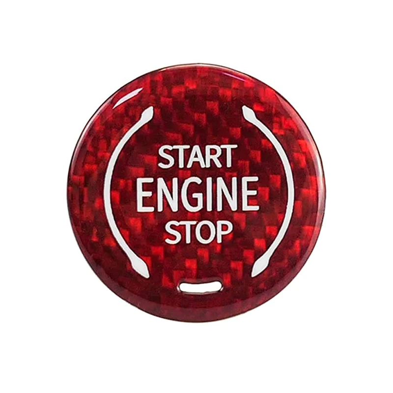 Carbon Fiber Push Start Button, Engine Start Stop Button Ignition Button Cover for C8 2020 2021 2022 ,Red