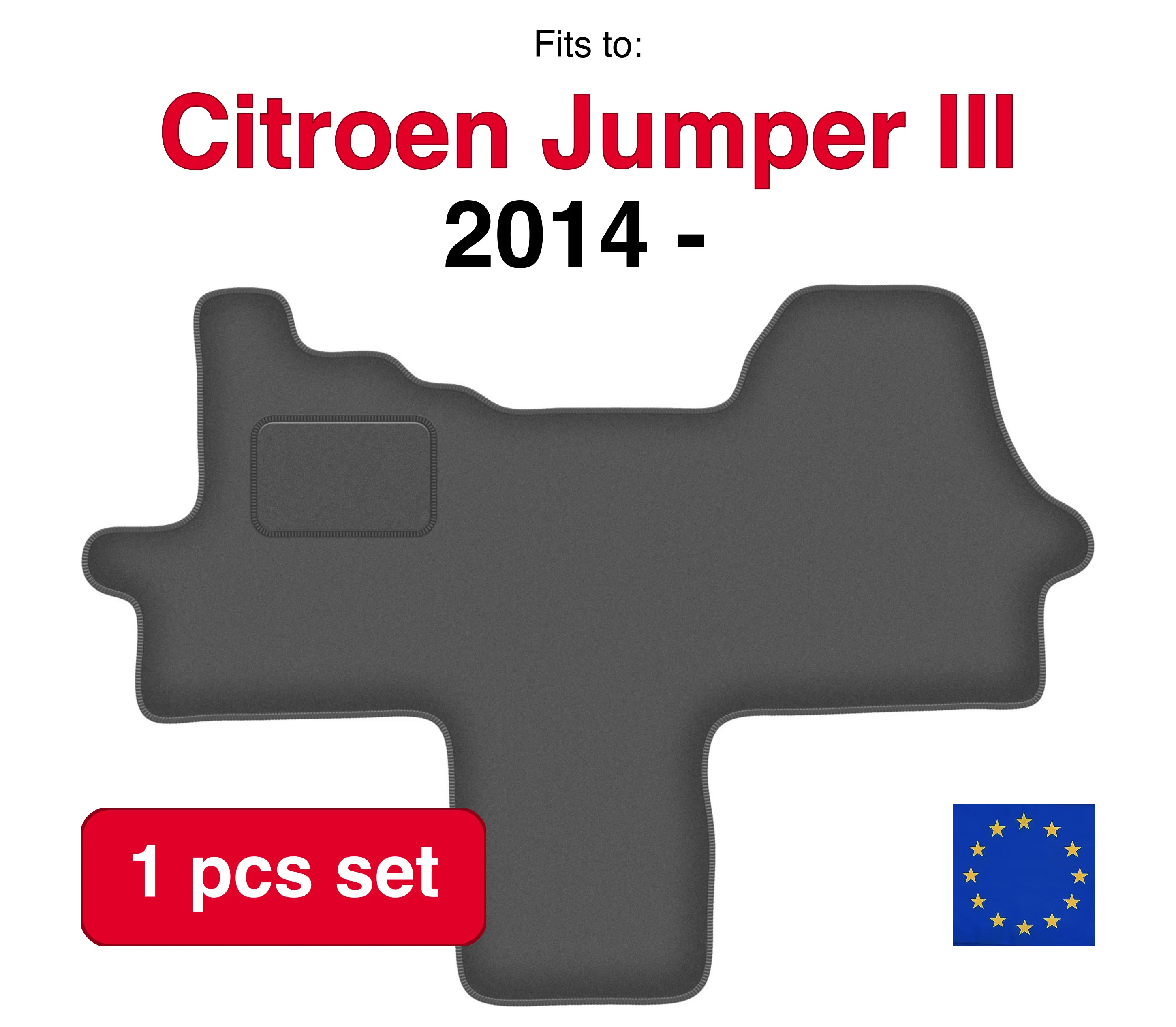 Image of Auto-Velourmatten für Citroen Jumper III Lieferwagen (2014 -) – Graphit (1 Stück), passgenaues Autofußmatten-Set