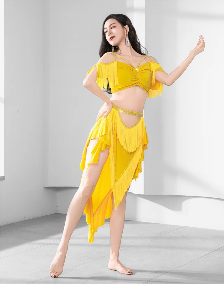 ガールズソロドラムダンス競技スーツセクシーVネックフリンジショート