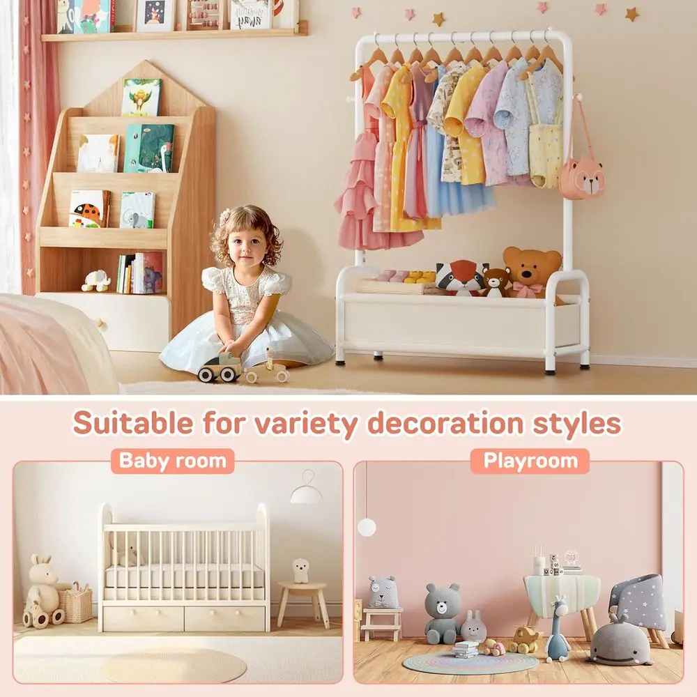 Appendiabiti per bambini con ripiano portaoggetti, portaoggetti per bambini per cappotti, piccolo porta abiti per bambini per appendere vestiti, toddle