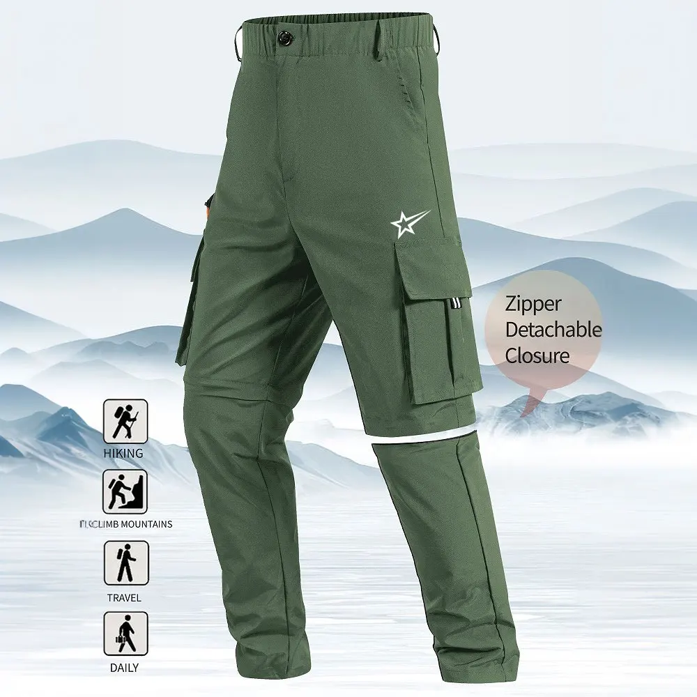 

Travel Trousers Cargo Pants for Men Star Print Fitness Sports Zipper Detachable Closure Trousers Fit Bicycle Cycling Pants