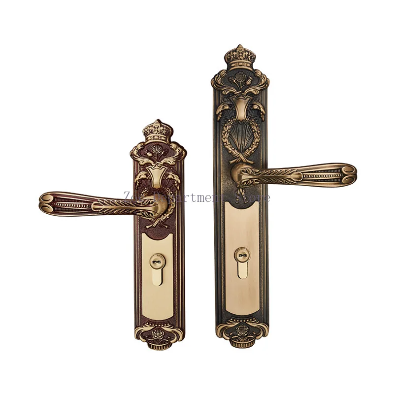 Luxury Brass Gate Lock Europen Entrance Door Locks Golden Handle Lockset Bedroom Security Locksets Multi Color for Option