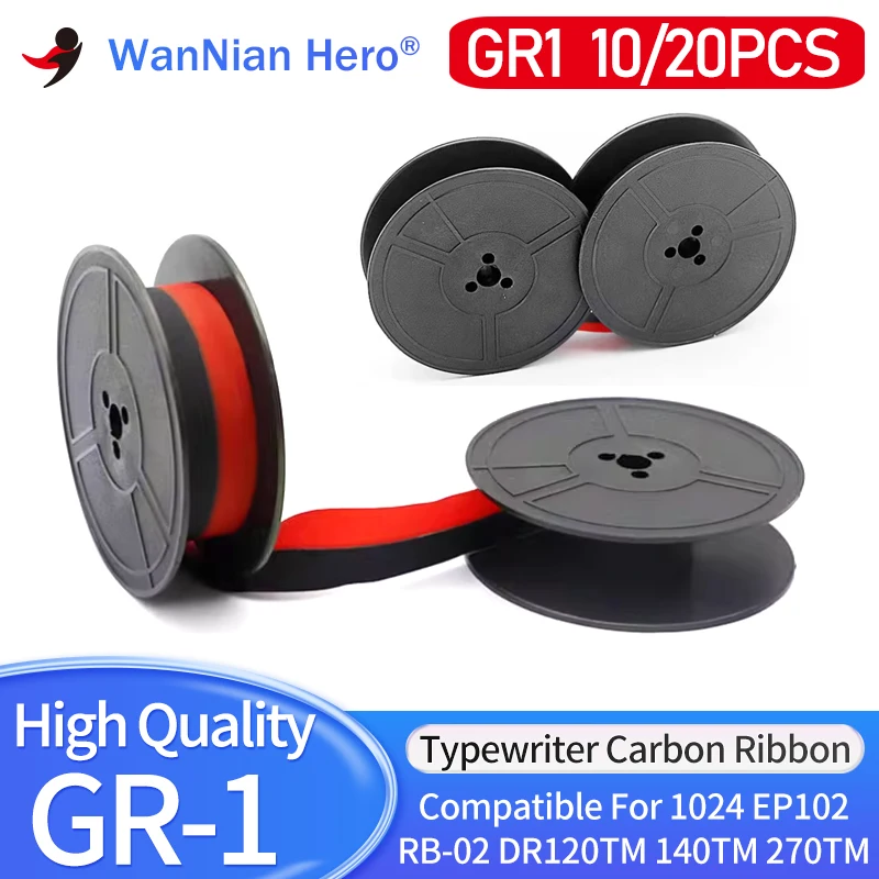 10pcs/20pcs Compatible GR1 GR-1 Ribbon GR1 DIN2103 Typewriter Ribbon 1/2 Inch For Olympia Typing Ribbon Universal Black/Red