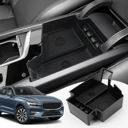 Volvo,センターコンソール,アームレスト,セカンダリオーガナイザートレイ,xc60,xc90,v60,s60,v90,2017-2018用の多機能カー収納ボックス