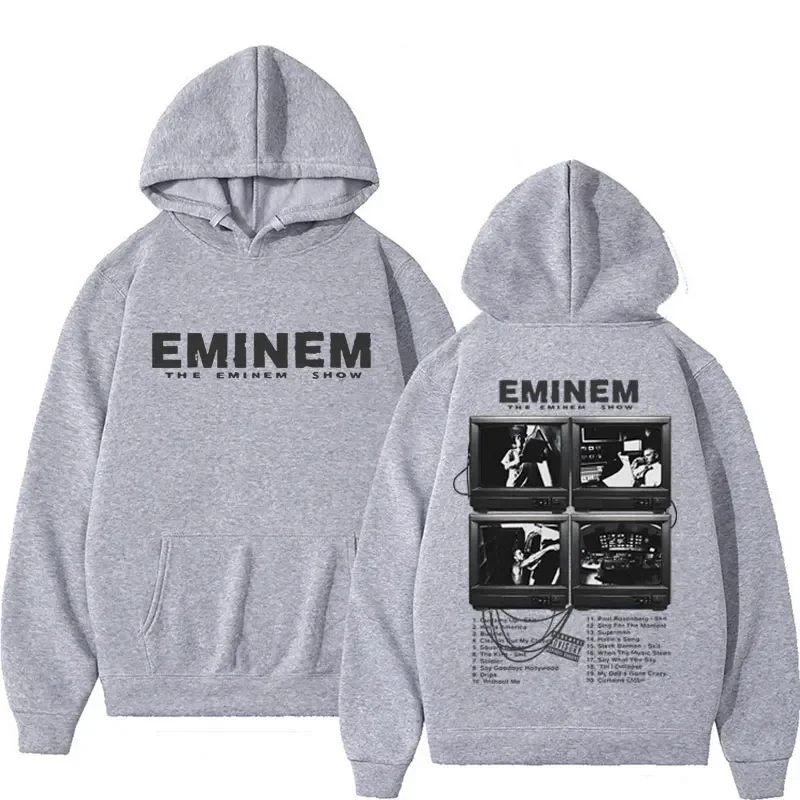 Rapper Eminem Music Album Hoodie Men Women\'s World Tour Gift for Fan Graphic Hoodies 90s Vintage Fleece Oversized Sweatshirt