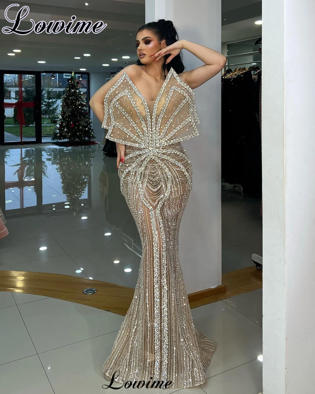 Special Champagne Celebrity Dresses With Crystals Strapless Fashion Prom Dresses Mermaid Vestidos De Gala Cocktail Dresses 2024