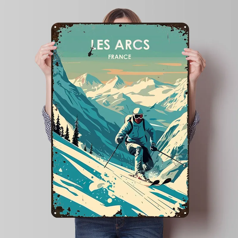 منتجع التزلج تسجيل ريترو ملصق صور جدار ديكور مخصص معدن القصدير علامات لجدار الفن الديكور حمام غرفة ديكور الرجال رجل الكهف