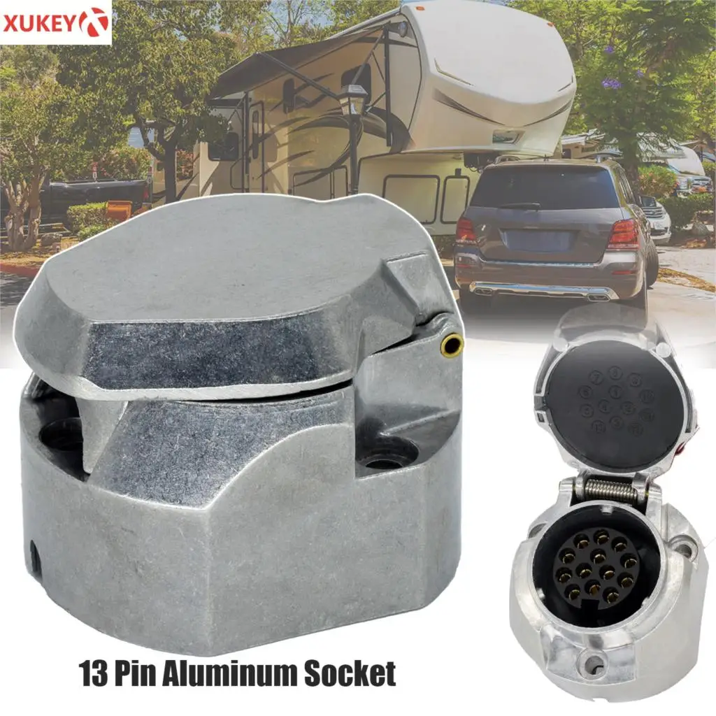 

12V 13 Pin 13-Core Aluminum Durable Euro standard Trailer Socket Boat Trailer Spare Parts Electrical connector Car Accessories