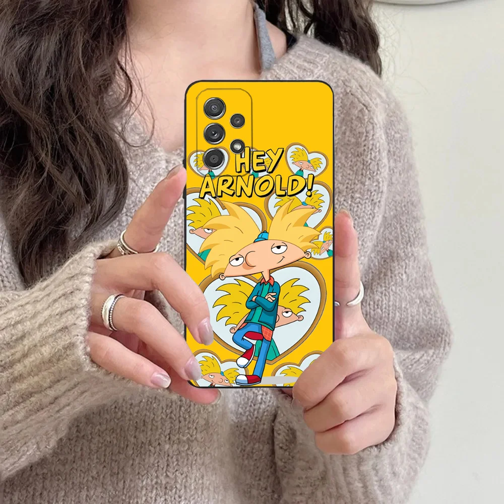 Cartoon Hey Arnold F-Fondos Phone Case For Samsung S24,23,22,30,21,10,9,Ultra,Plus,Lite,FE,5G Black Soft Case