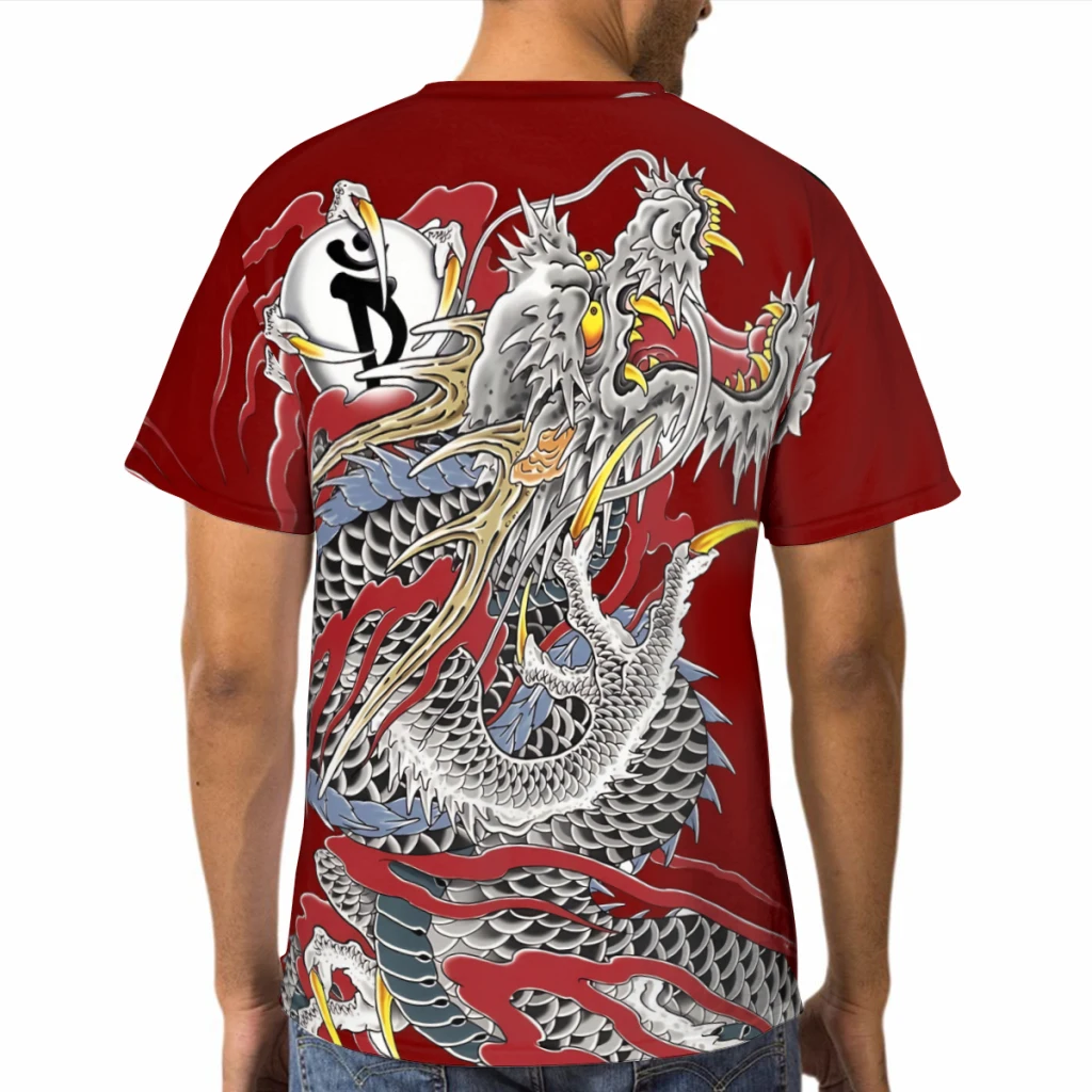 Dragon Tattoo Polyester TShirts Yakuza Male Graphic Tops Thin T Shirt O Neck