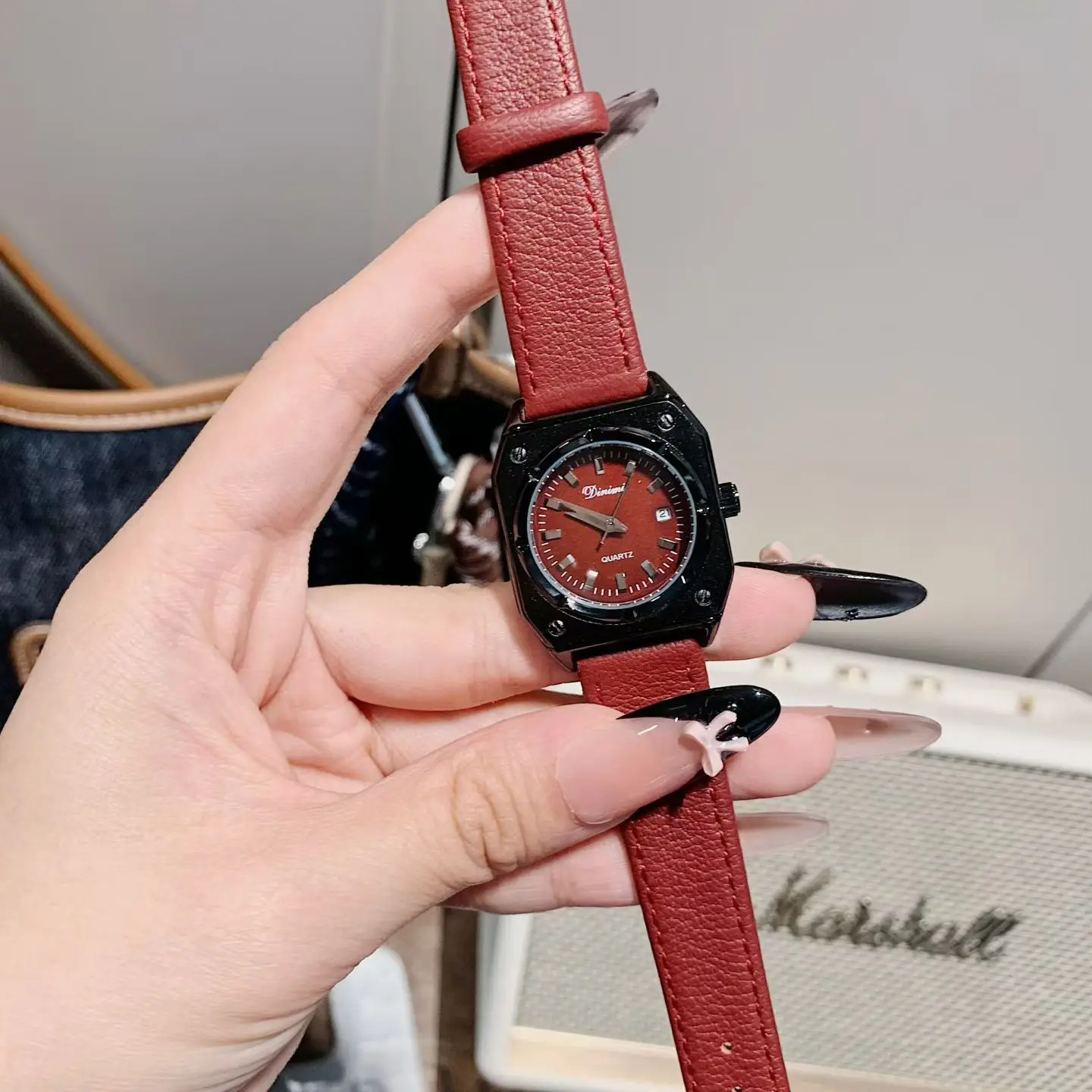 

New stylish and unique women's quartz watch in Anchor Red, perfect for everyday wear. A thoughtful gift for women.