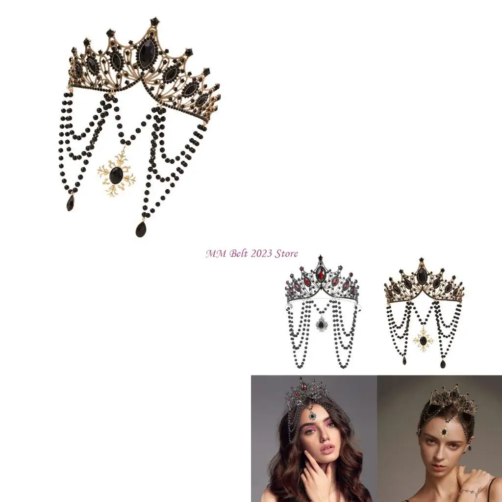 

49ME Unique Metal Crowns Delicate Punk Headpiece Costume Accessories For Halloween Cosplaying Parties And Performances