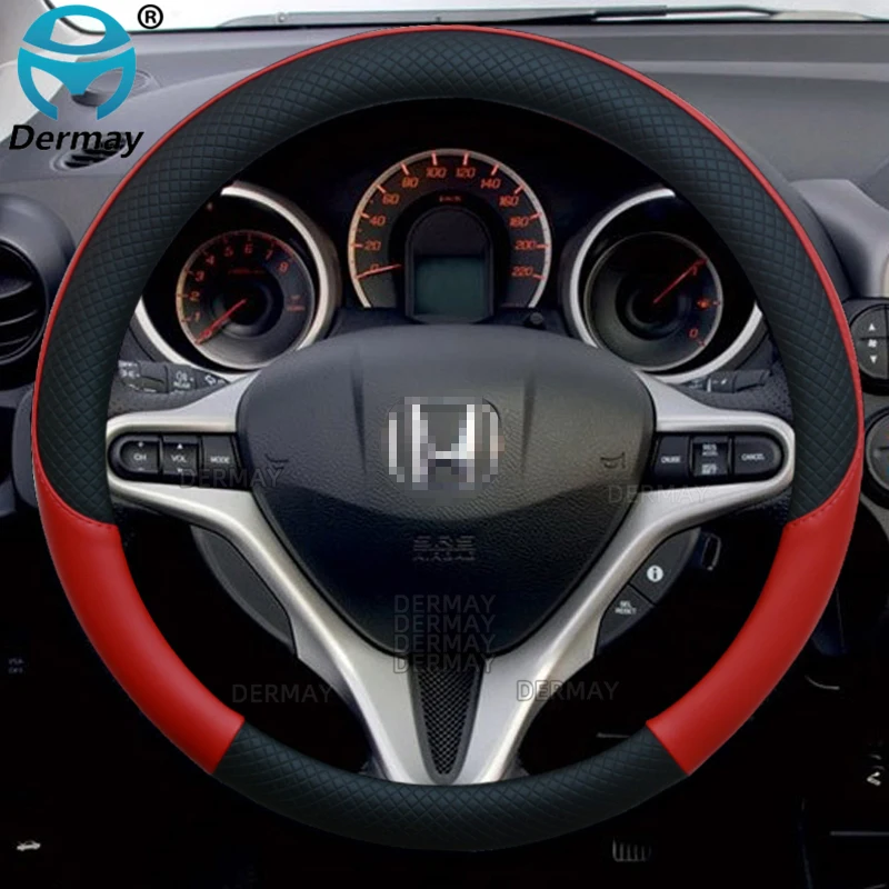 100% DERMAY Brand PU Leather Car Steering Wheel Cover Non-slip for Honda Stream RN6 RN7 RN8 RN9 2000~2015 Auto Accessories