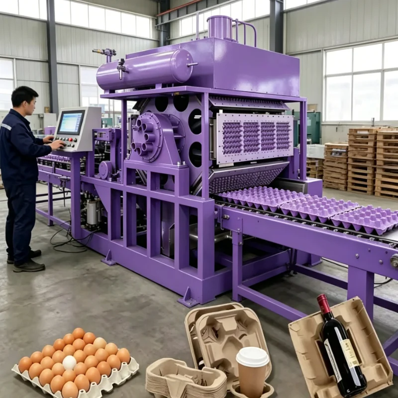 Customized Fully Automatic Egg Tray Machine Pulp Paper Forming Egg Tray Making Line With Computer Control Panel