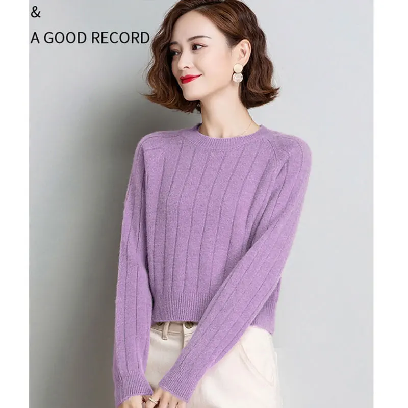 

Women's Autumn and Winter Casual Simplicity Solid Color O-neck Long Sleeve Sweater Women Clothes Fashion All-match Loose Tops