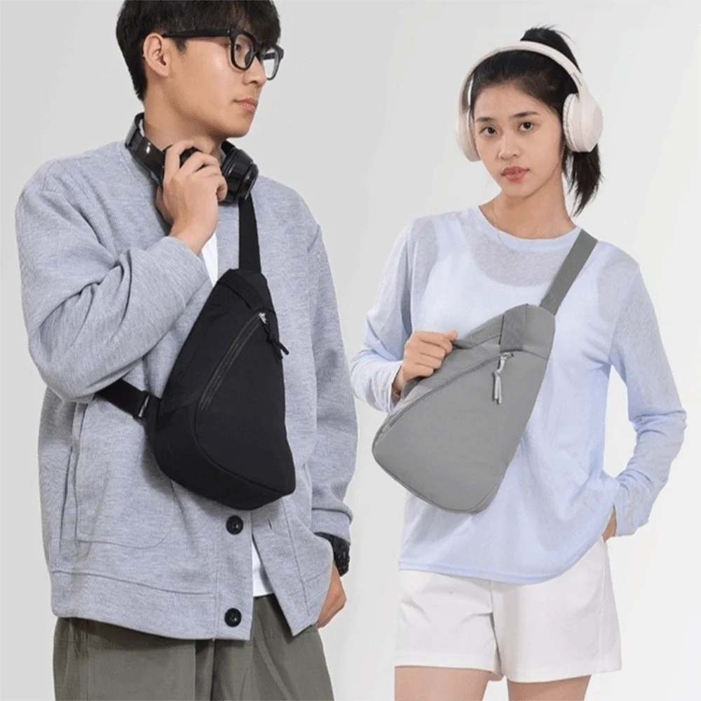 حقيبة صدر نسائية على شكل قطرة بسحاب بلون سادة حقيبة كتف رياضية ذات سعة كبيرة متعددة الوظائف من النايلون حقيبة كروس للسفر