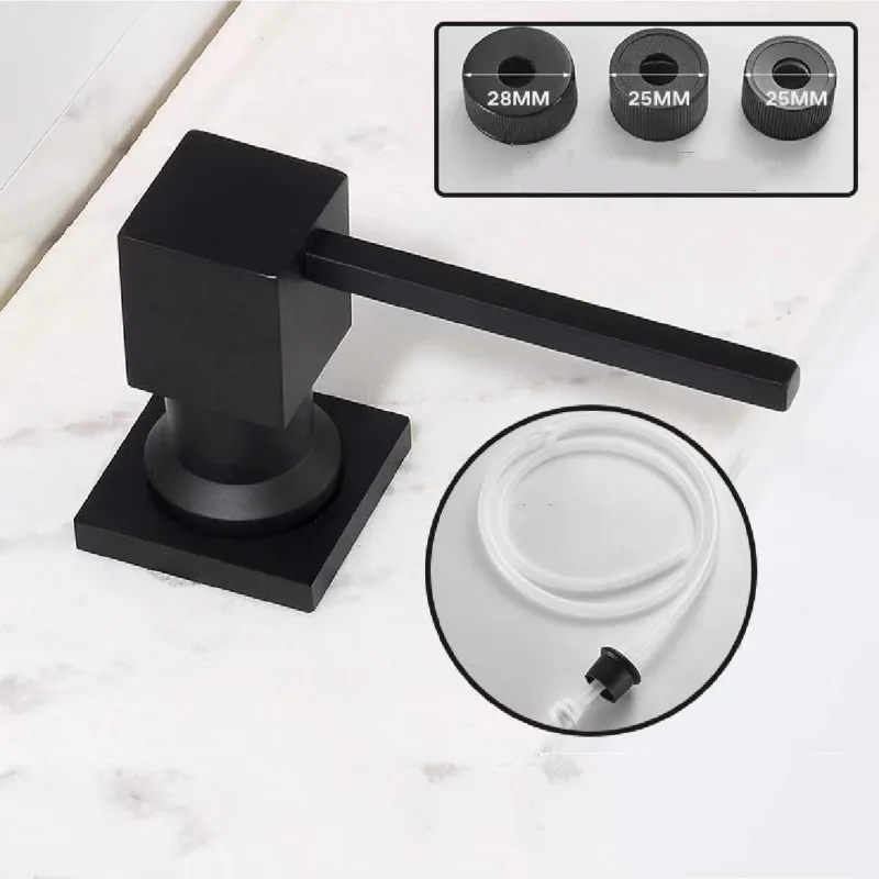 Kitchen Sink Soap Dispenser Black/Silver Brass Nozzle Liquid Dispenser Extension Tube Kit Detergent Bathroom Sink Pump Press