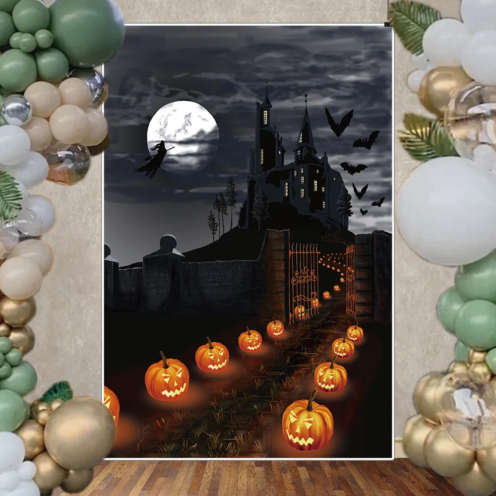 MOON.QG Halloween 2025 Photography Backdrop Pumpkin Lantern Party Home Photocall Background Baby Photo Studio Photobooth Props