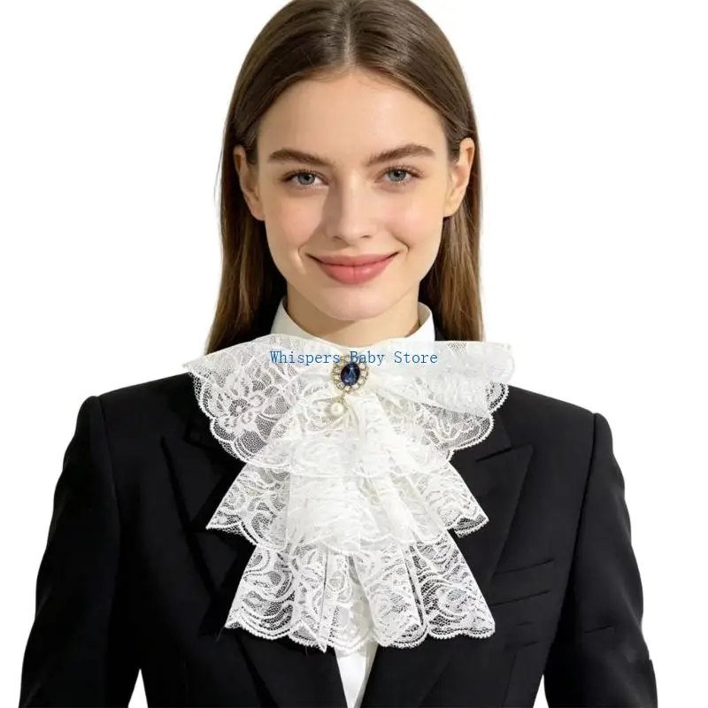 U90E Classical Victorian Detachable Neckpiece Floral Lace Design Costume AccessoryEasy Matching With Different Outfits