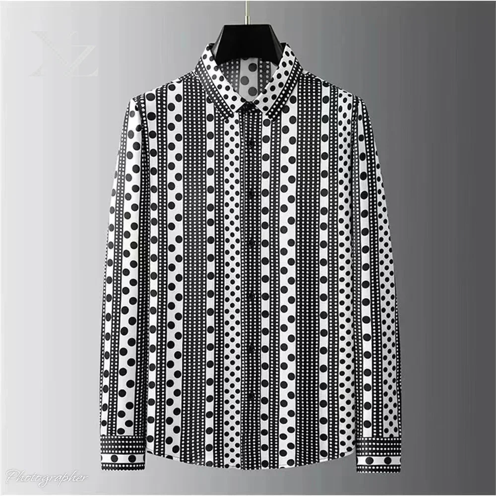 Hot Sale Men's Luxury Printed Long Sleeved Shirt, Premium Plus Size Urban Fashion Clothing, Popular Casual Style