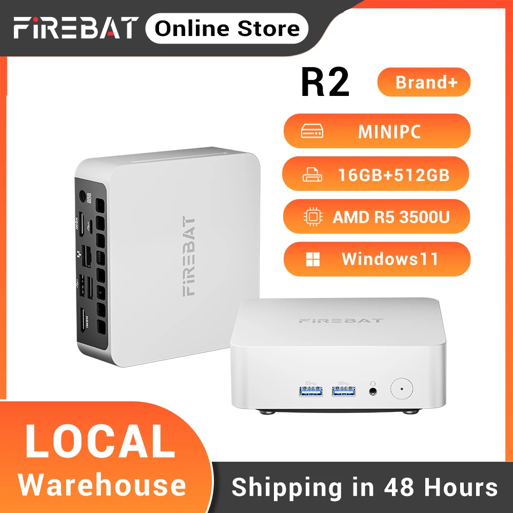 

Мини-ПК FIREBAT R2, AMD Ryzen5 3500U, DDR4, 16 ГБ ОЗУ, M.2 PCIe, 512 ГБ SSD, WiFi5, BT4.2, 1000M LAN, портативный настольный компьютер с Windows 11