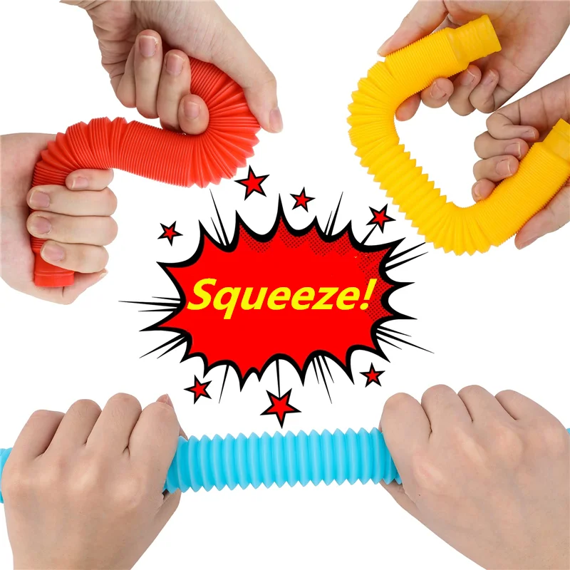 8Pcs/Lot Tubes Sensory Toy Fidget Stress Relieve Squeeze Toys Strbess Relief Educational Antistress Fidget Toys Children Gifts