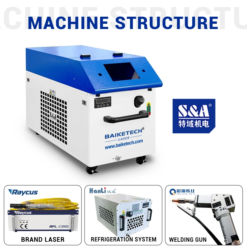 Máquina de soldadura láser con refrigeración por agua, soldadores láser de fibra portátiles autooperados para Metal, 2000W, buen diseño y calidad