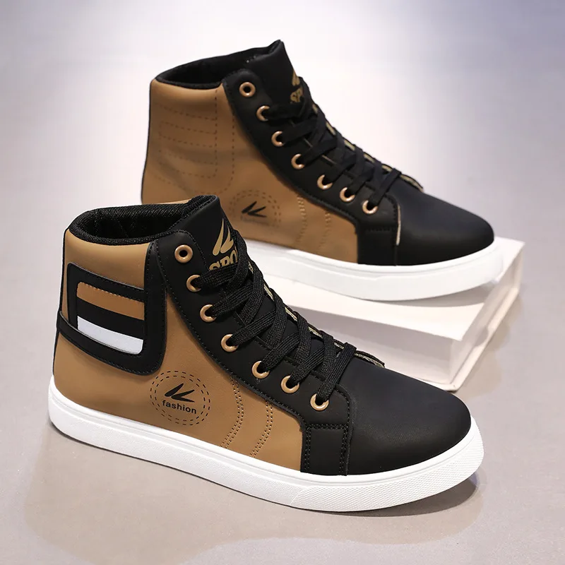 

Brand Men Leather High-Top Skateboarding Shoes Men's Sneakers Male Fashion Non-Slip Sport Shoes Zapatillas Hombre Mens Footwear