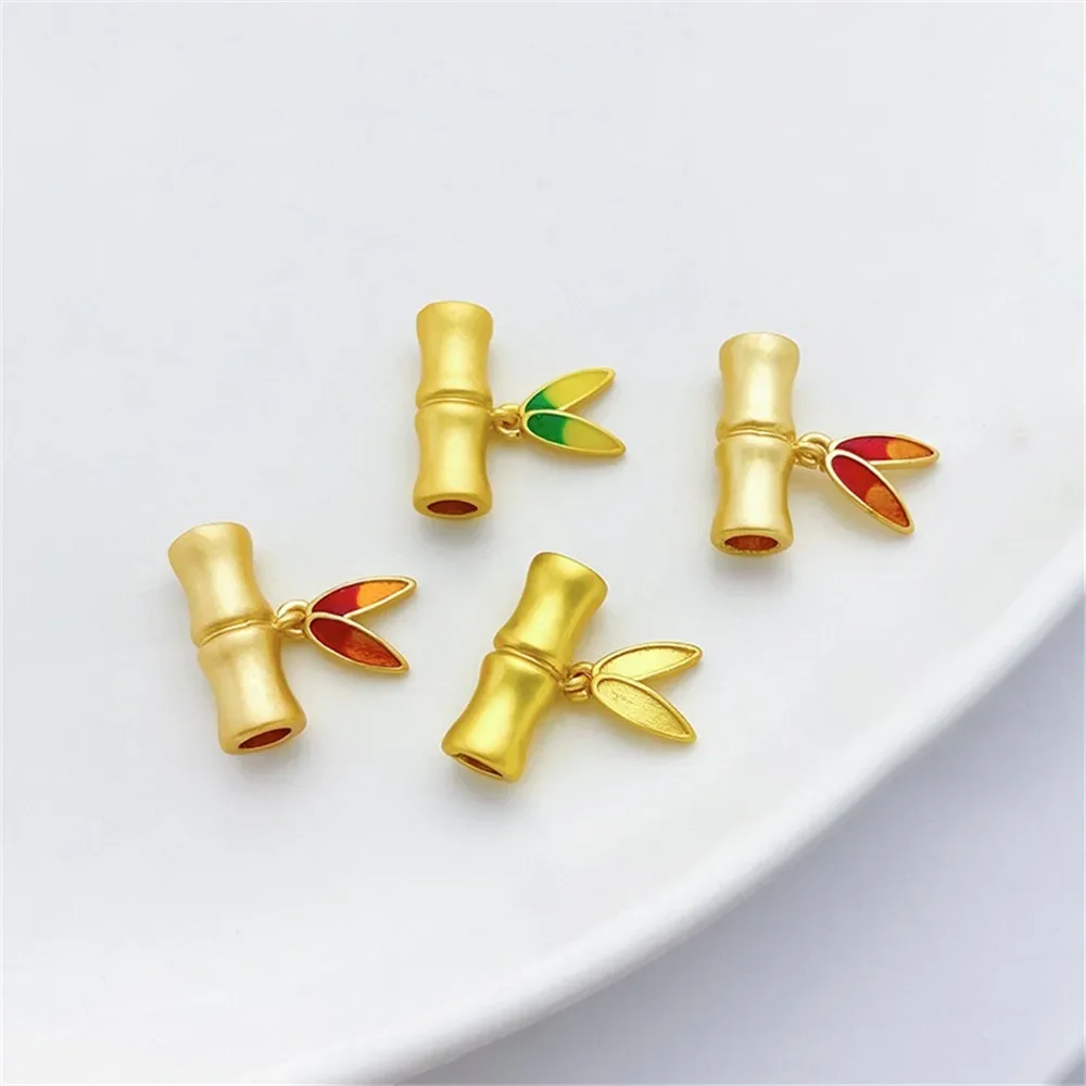 

Древний песок, золотой бамбуковый узел, бамбуковый лист, изогнутая трубка, аксессуары для полубраслета, браслет ручной работы, ювелирный материал