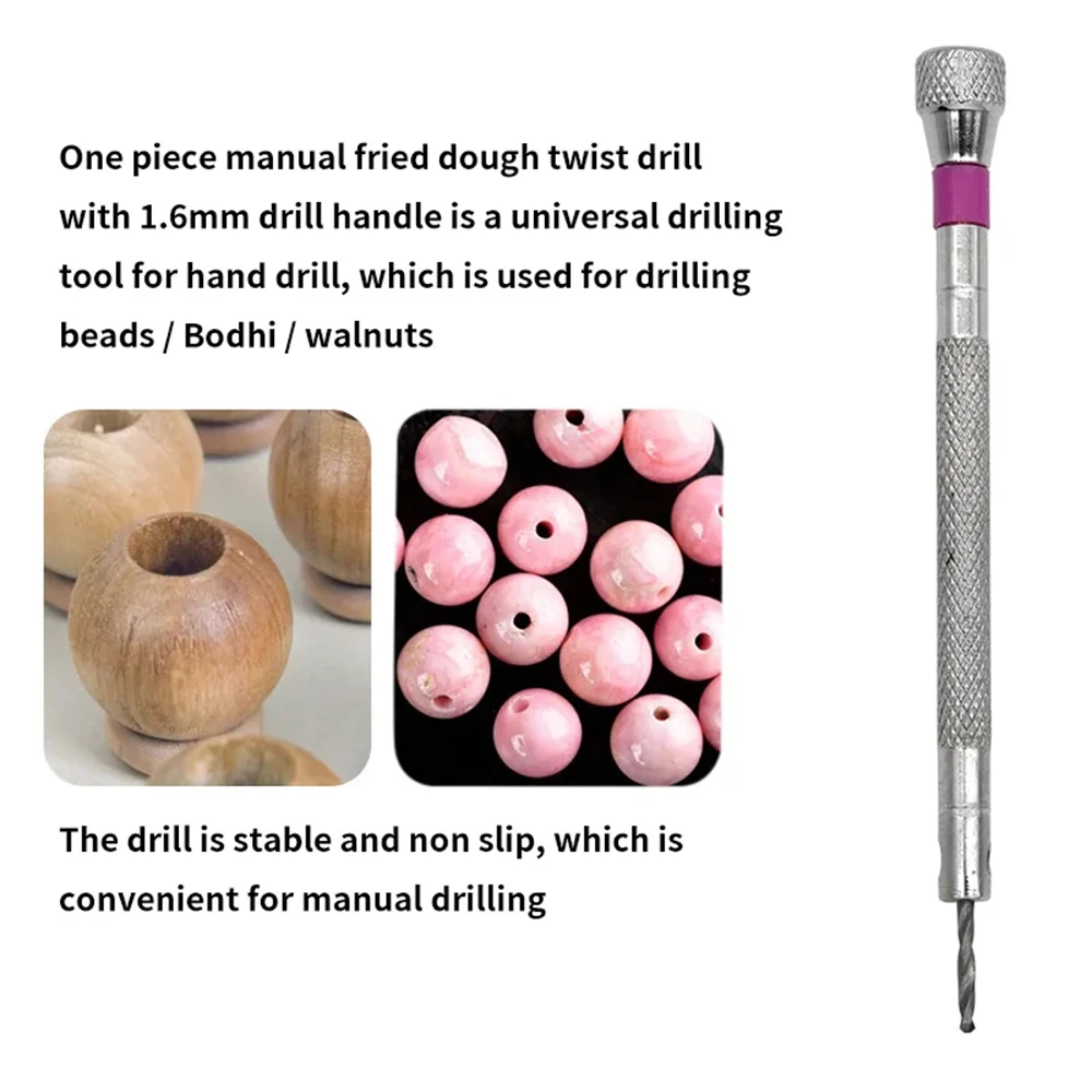 Taladro Manual de 1,6mm, herramienta de perforación de botella de plástico Universal para cuentas, nogal y joyería, mango de una pieza