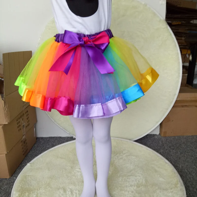 Falda de tutú de colores para niña, minifalda de tul de arco iris para fiesta de baile, ropa para niños, 2021