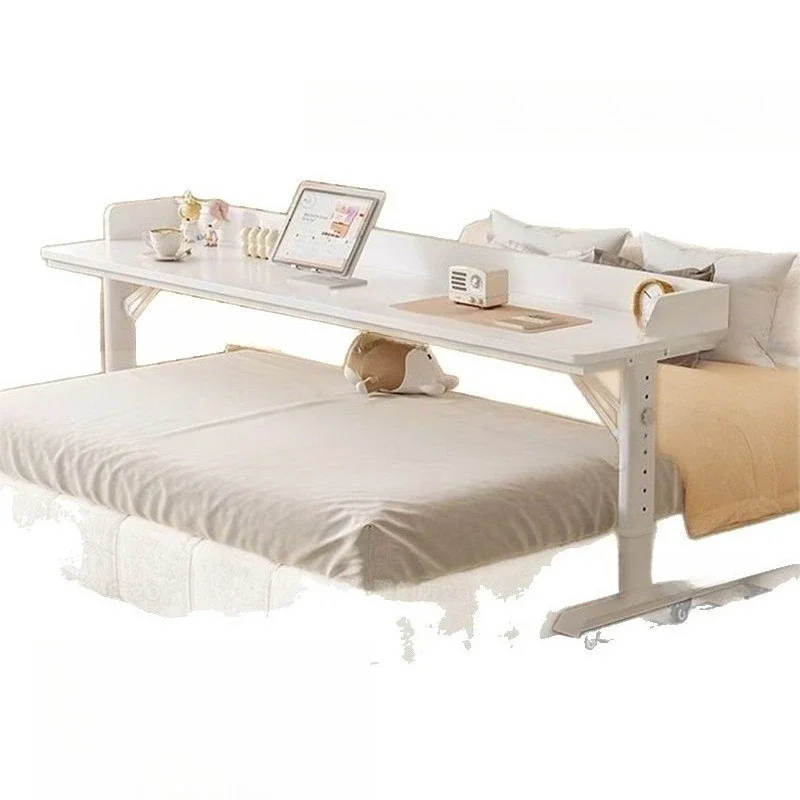 

Pure solid wood movable lifting table, long desk against the wall