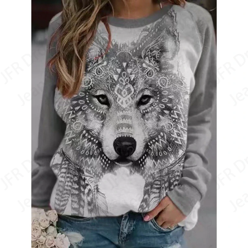 Animal Wolf 3d Print Hoodies Women Fashion Hoodie Crewneck Casual Wolf Sweatshirt Girls Coat Women Sweats Girl Clothes Harajuku