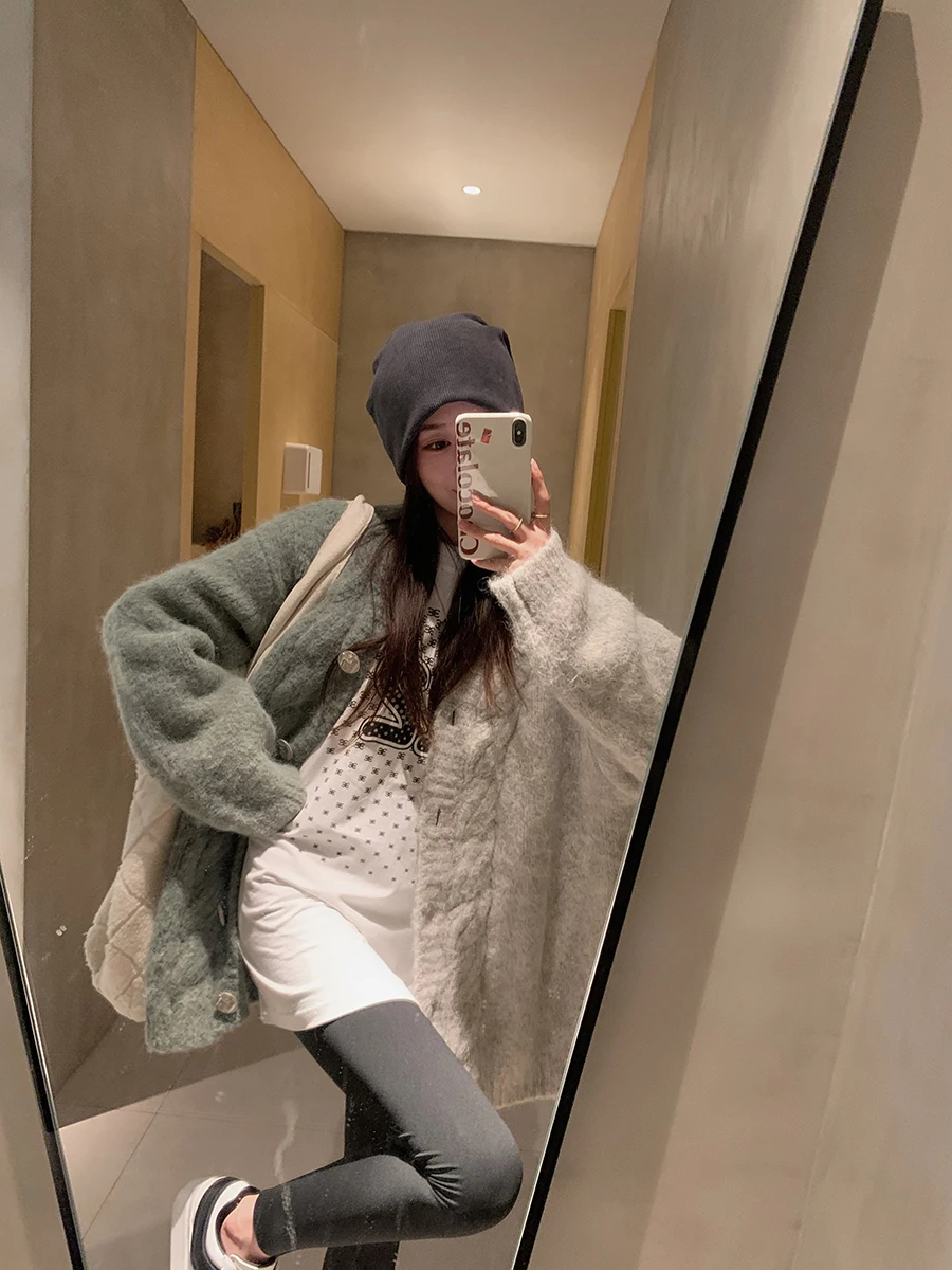 

Sli V-Ne Knitted Cardigan Women's Faionable Long Sve Cotton Blend Alpaca Wool Blend Open Front Sweater Commute Sle