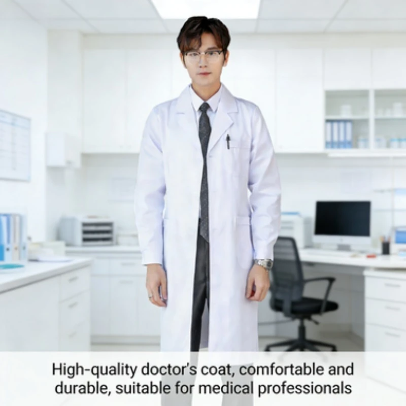 Unisex Lab Coat Short Sleeve Breathable Doctor Nurse Isolation Gown for Students Hospital Staff